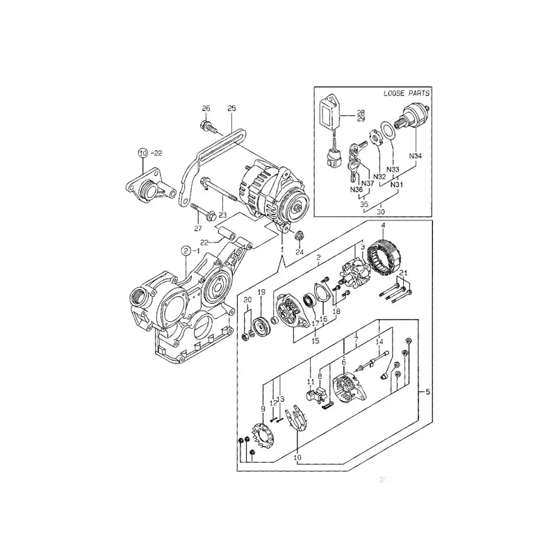 Buy Alternator for Mustang 2044 Skid Steer Loader Yanmar Engine 1995ccm 4TNE84