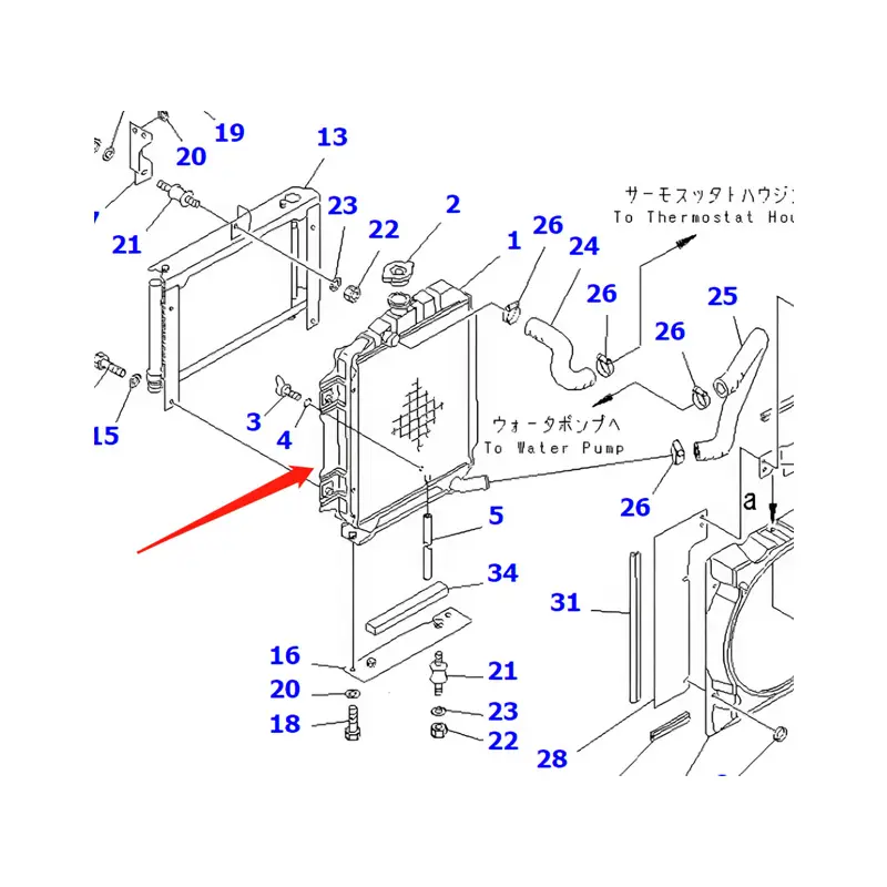Engine Radiator 20S-03-71110 for Komatsu Excavator PC25-1 PC25R-1 PC30-7 PC30R-7