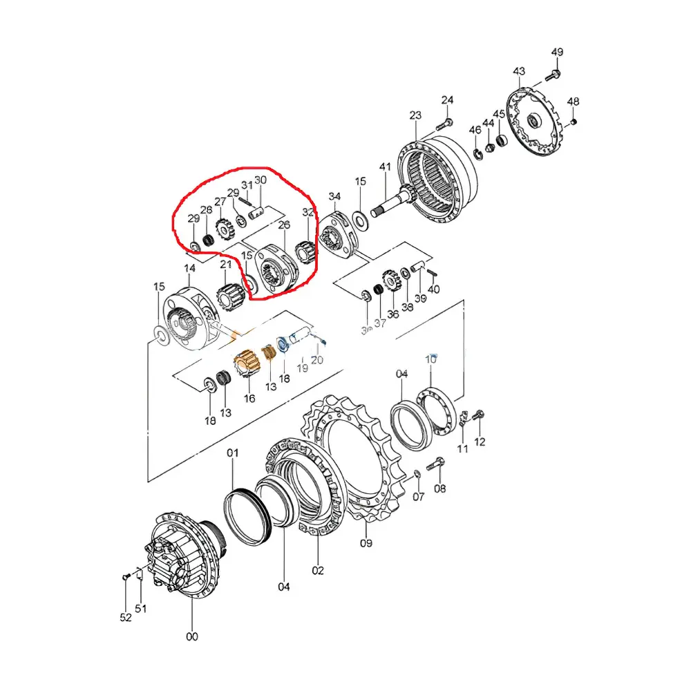 Planet Carrier Assembly 1022197 Sun Gear 3074989 for Hitachi Excavator ZX330 ZX350H ZX280 ZX280LC ZX280-5G EX270-5