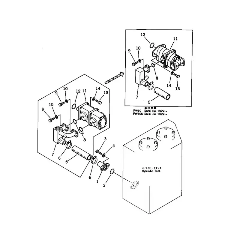 Pump 705-52-20010 For Komatsu Excavator PW60-1 Hydraulic