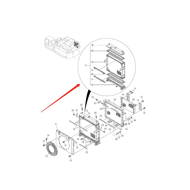 Water Tank Core ASS'Y 4474012 For Hitachi Excavator ZX800 ZX850H Water Tank Core ASS'Y 4474012 For Hitachi Excavator ZX800 ZX850H