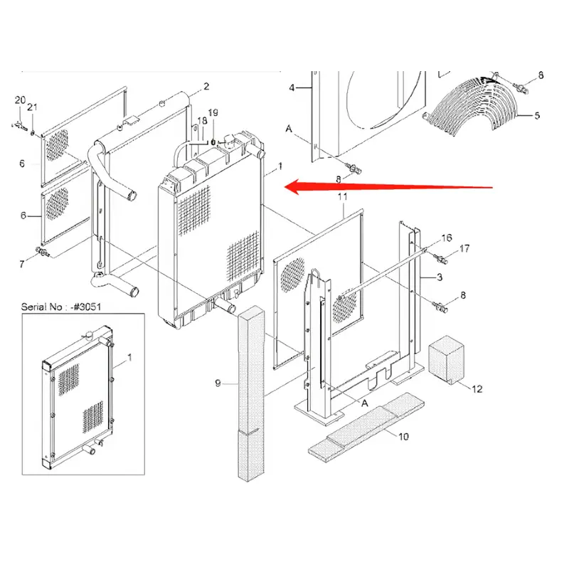 Water Tank Engine Radiator 11M8-42010 11M8-42011 11M8-43200 11M8-43201 11M8-42020 11M8-43110 11M8-43100 11M8-43101 for Hyundai Excavator R55-7 R55W-7