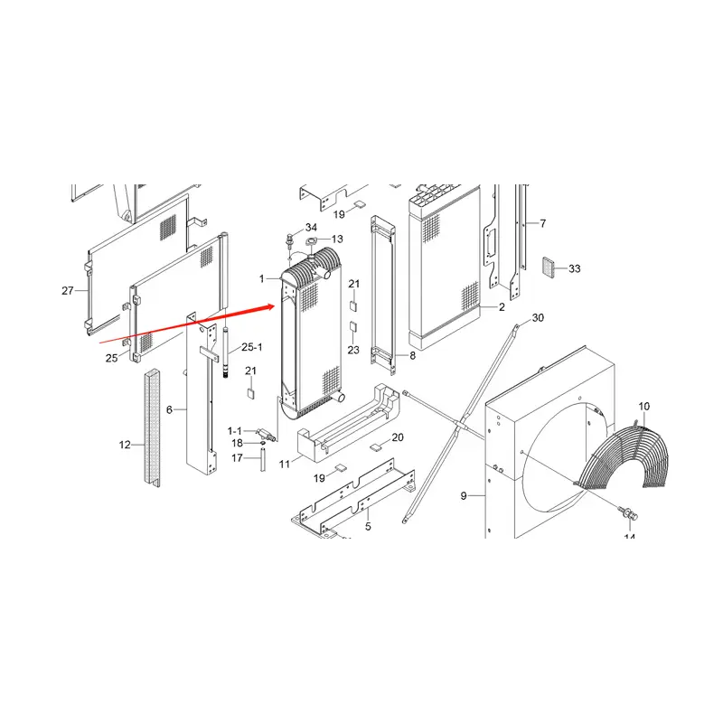 Water Tank Engine Radiator 11Q4-44021 11Q4-42012 11Q5-43001 11Q5-42100 for Hyundai Excavator R140LC-9 R140W-9 R160LC-9 R170W-9 R180LC-9