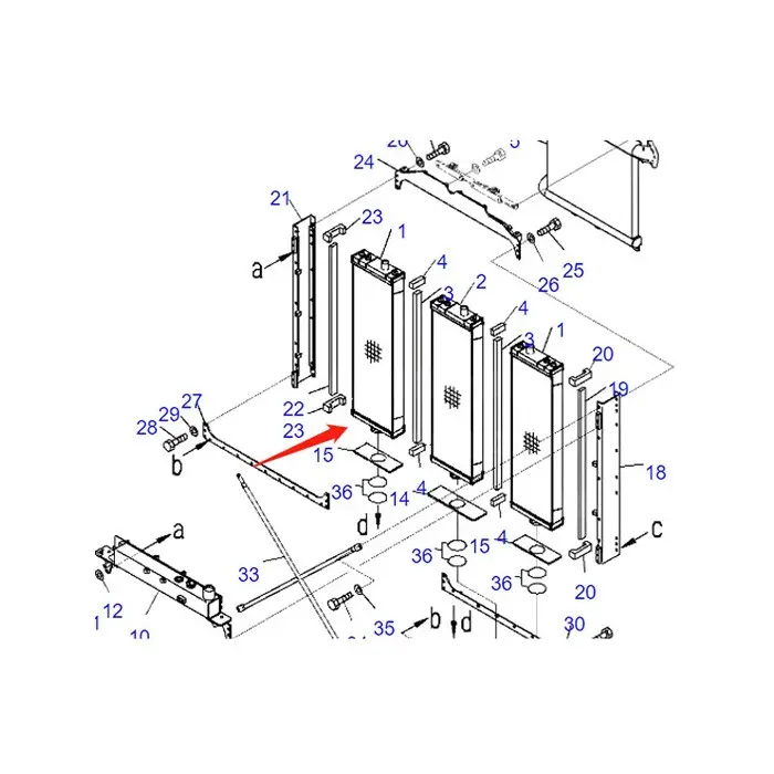 Water Tank Engine Radiator 17A-03-51111 for Komatsu D155AX-7 Bulldozer