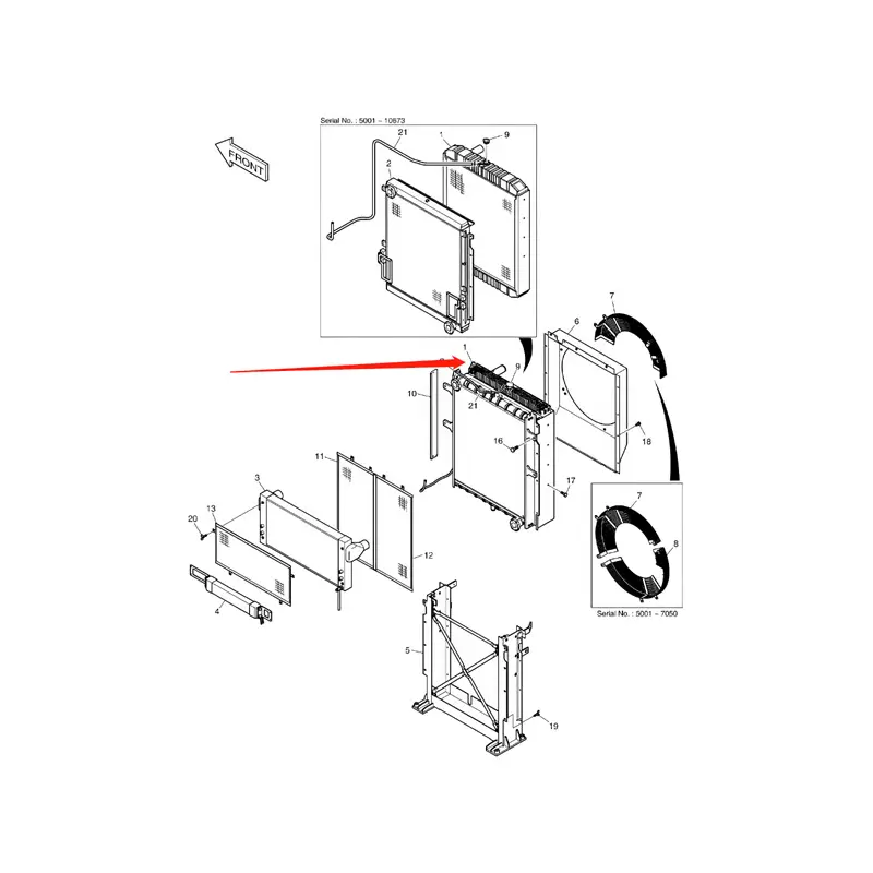 Water Tank Engine Radiator 202-00135B 202-00126B 202-00126C for Doosan Excavator DX300LC DX300LL