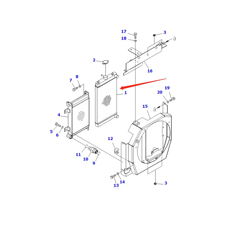 Water Tank Engine Radiator 22L-03-21111 for Komatsu PC14MR-2 PC14MR-3 PC16MR-2 PC16MR-3 PC18MR-2 PC18MR-3 PC27MR-2 PC27MR-3