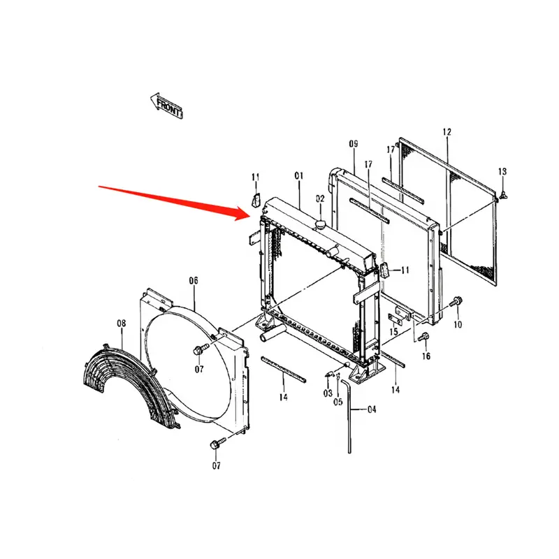 Water Tank Engine Radiator 4350764 for Hitachi Excavator EX550-5 EX600-5