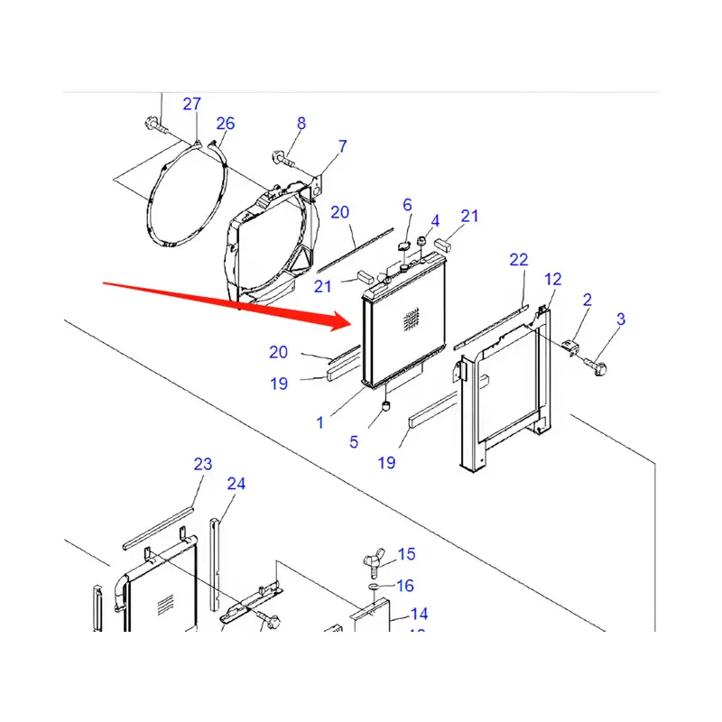 Water Tank Engine Radiator ASS'Y 21W-03-41110 For Komatsu Excavator PC78MR-6 PC78US-6 PC78UU-6