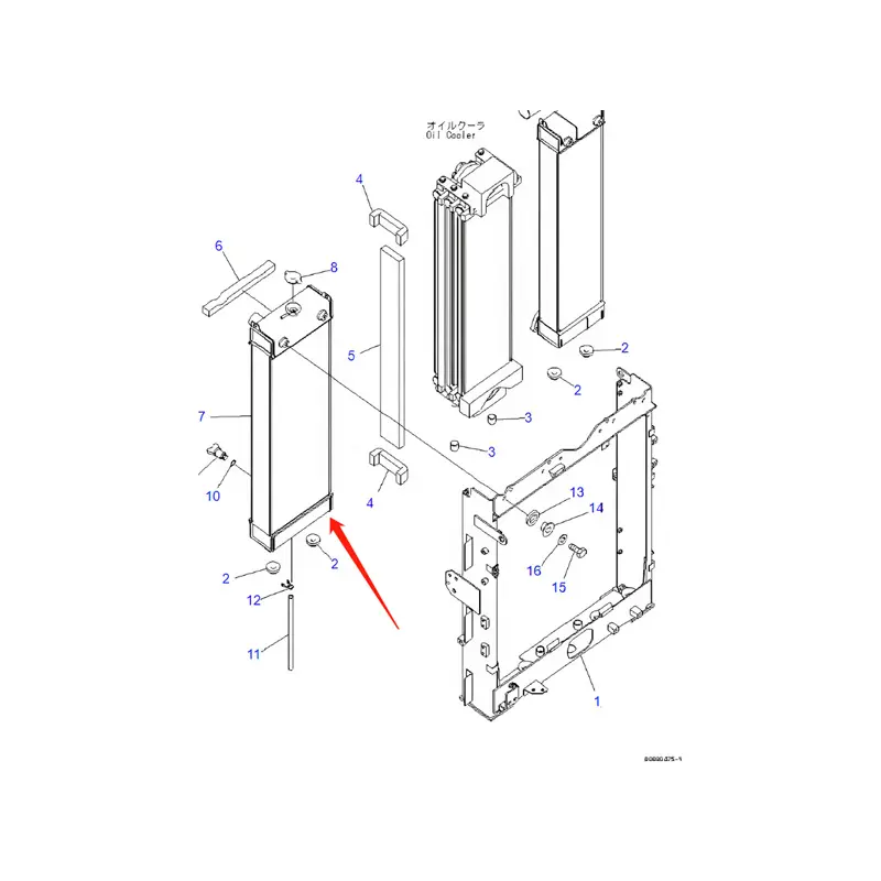 Water Tank Engine Radiator Assembly 205-03-31110 For Komatsu Excavator PC200-8E0 PC200LC-8E0