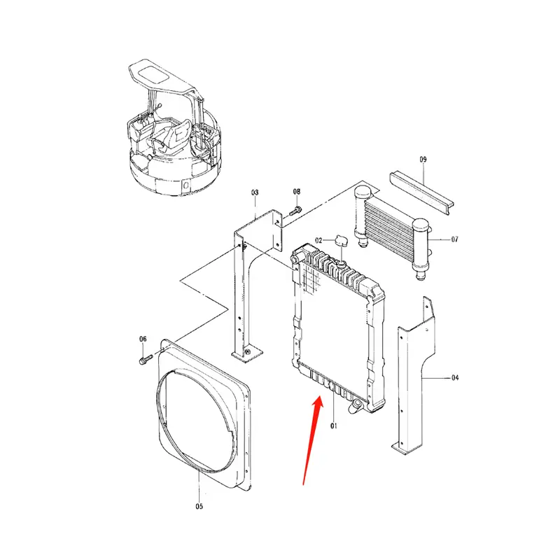 Water Tank Engine Radiator Core ASS'Y 4313328 For Hitachi Excavator EX20UR EX20UR-2 EX30UR EX30UR-2