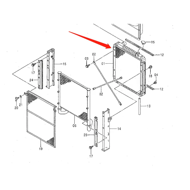 Water Tank Engine Radiator Core ASS'Y 4370980 For Hitachi Pile Driver RX2300