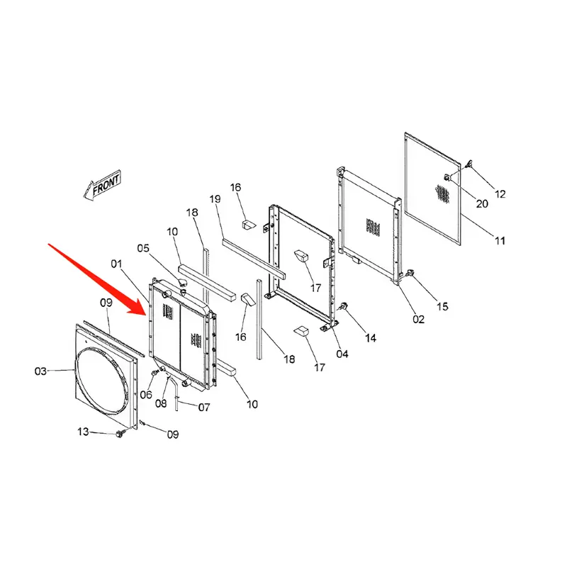 Water Tank Engine Radiator Core ASS'Y 4466040 For Hitachi FV30 ZX450 ZX470-5G ZX480MT ZX500LC