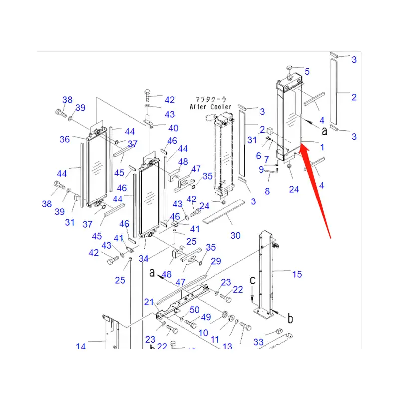 Water Tank Engine Radiator Core Assembly 21K-03-72122 For Komatsu Excavator PC190NLC-8 PC190LC-8 PC180NLC-7-E0