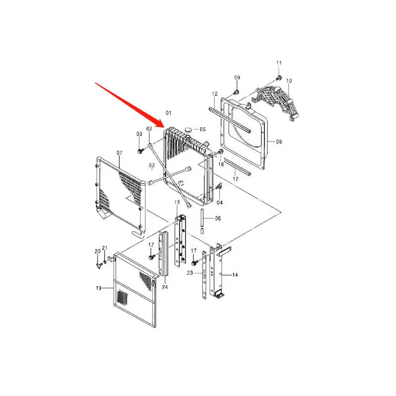 Water Tank Engine Radiator Core Assembly 4365743 For Hitachi Wheel Loader LX70-3 LX80-5 Isuzu Engine 4BG1-TPG