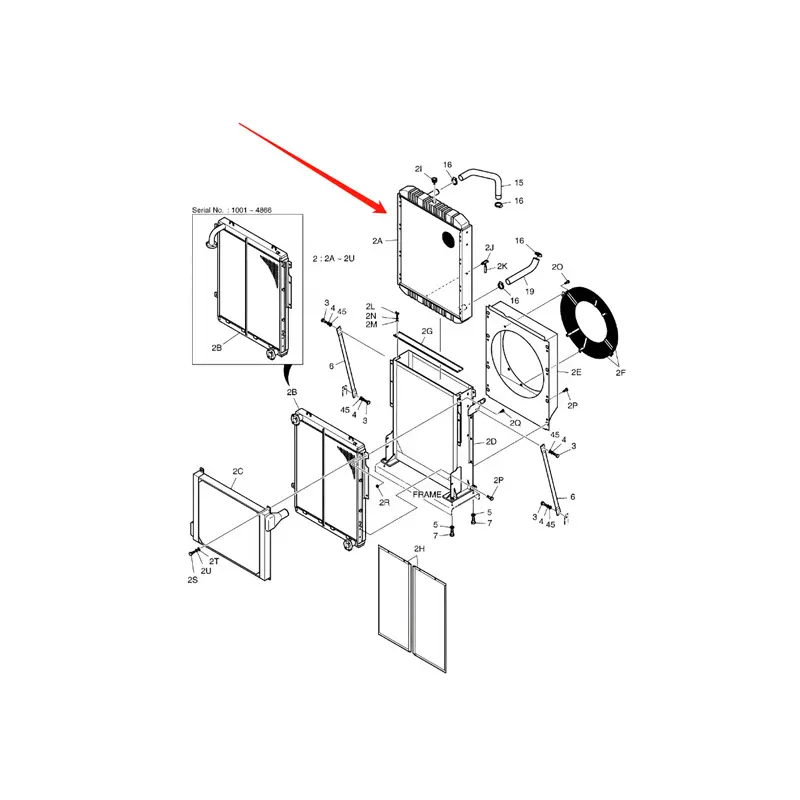 Water Tank Engine Radiator Core ASSY 13F11000 for Doosan Excavator SOLAR 300LC-7A SOLAR 300LC-V SOLAR 300LL