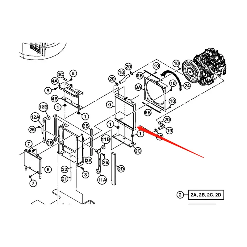Water Tank Engine Radiator Core ASSY 4475870 for John Deere Excavator 75C