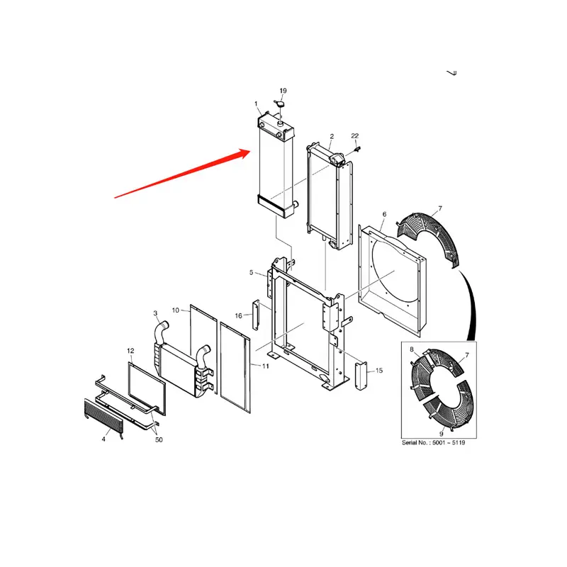 Water Tank Engine Radiator K1009271B for Doosan Excavator DX140W DX180LC Water Tank Engine Radiator K1009271B for Doosan Excavator DX140W DX180LC
