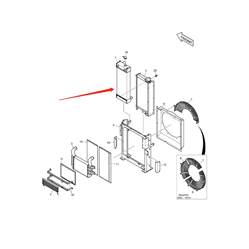 Water Tank Engine Radiator K9004261 for Doosan Excavator DX140W DX180LC Water Tank Engine Radiator K9004261 for Doosan Excavator DX140W DX180LC